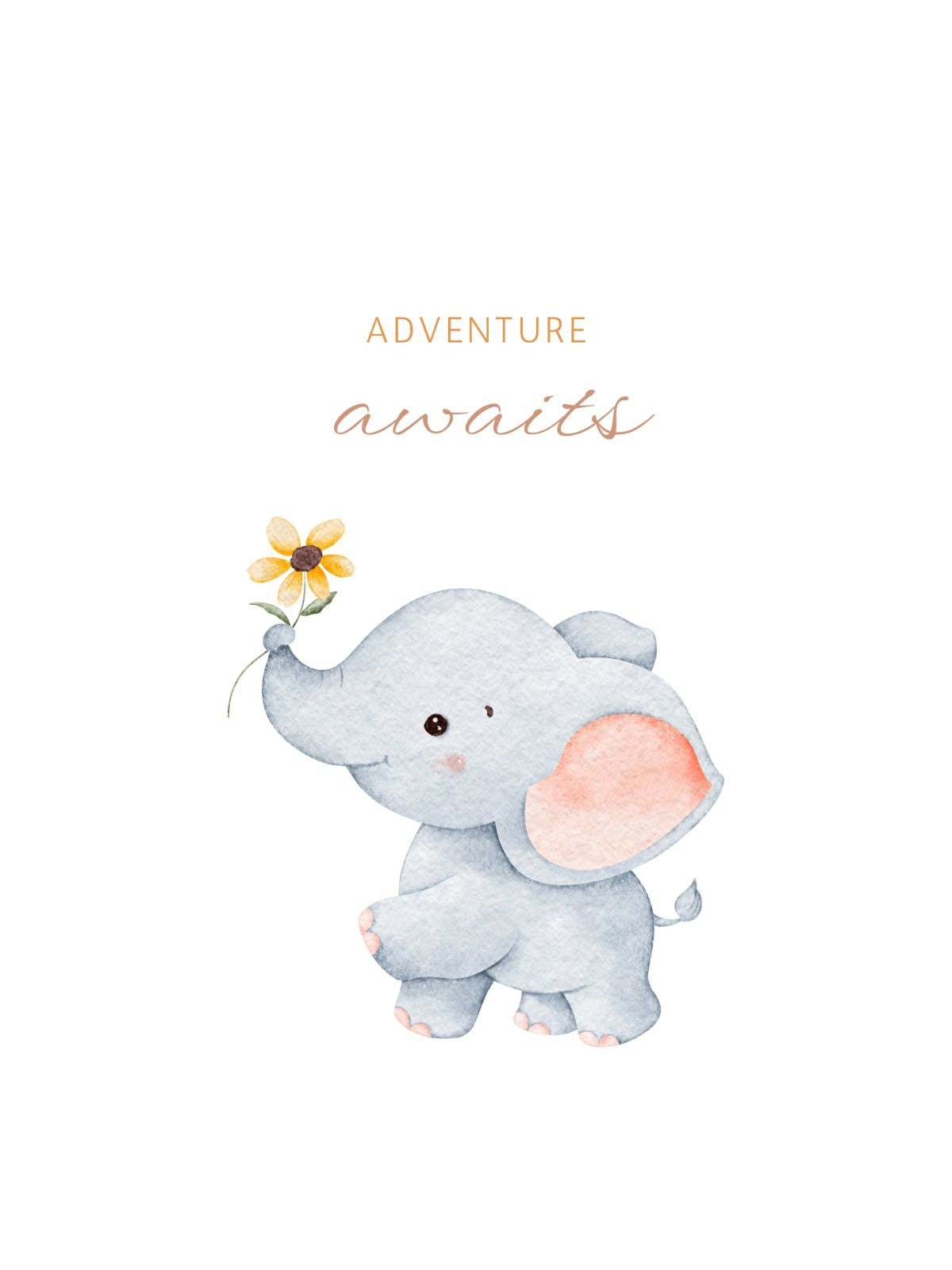 Watercolor elephant safari nursery print
