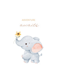 Watercolor elephant safari nursery print