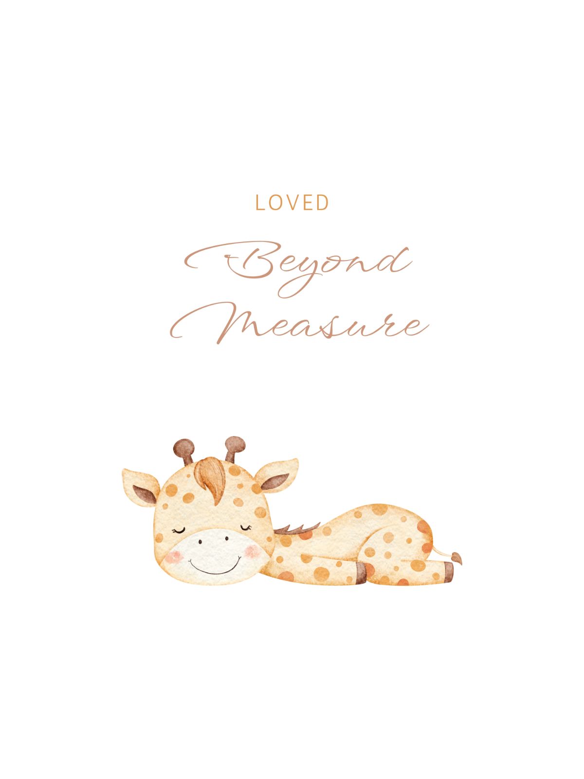 Watercolor giraffe safari nursery print