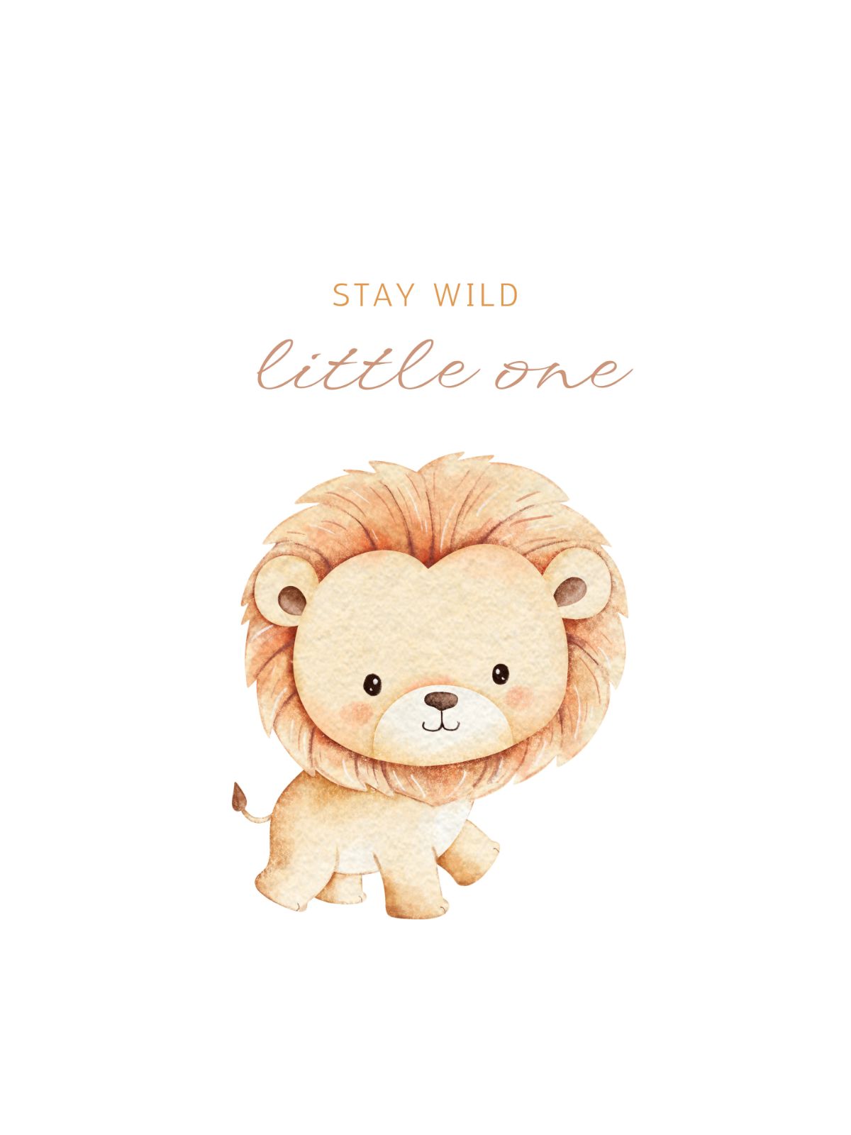 Watercolor lion safari nursery print