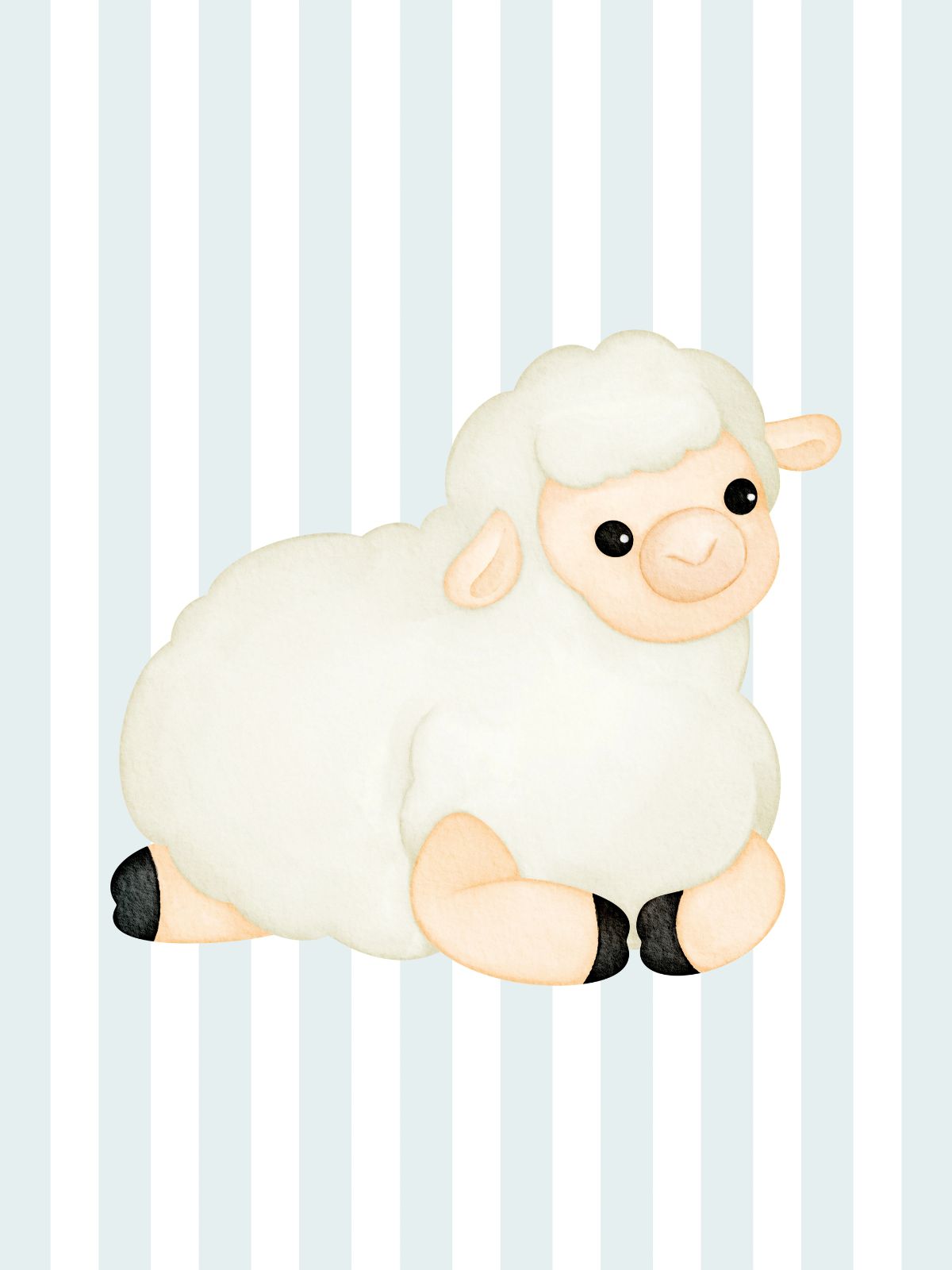 Watercolor adorable sheep farm nursery print