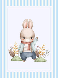 Watercolor autumn bunny woodland nursery print