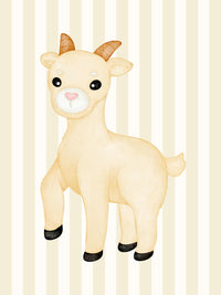 Watercolor baby goat farm nursery print