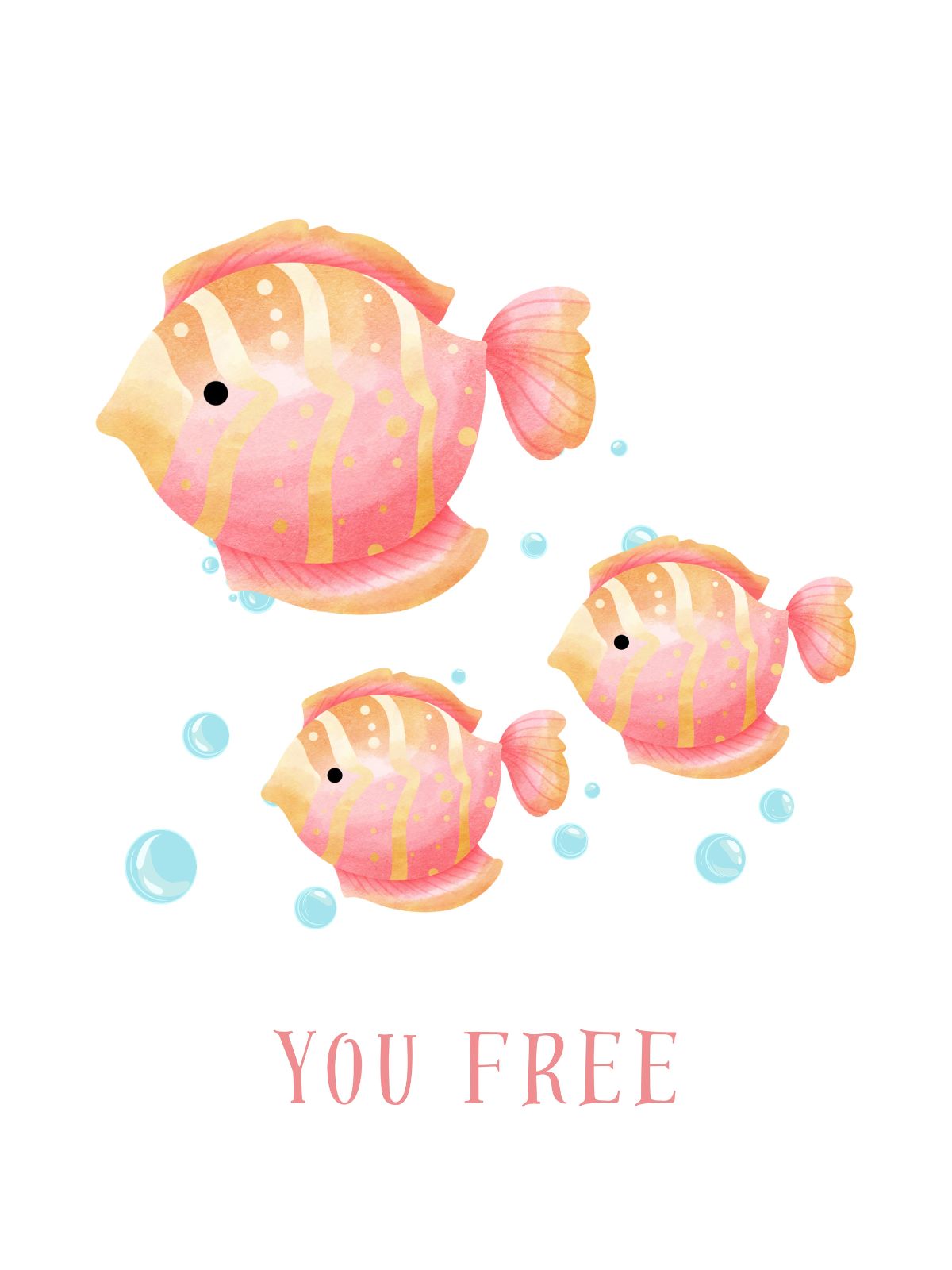 Watercolor trio fish sea nursery print