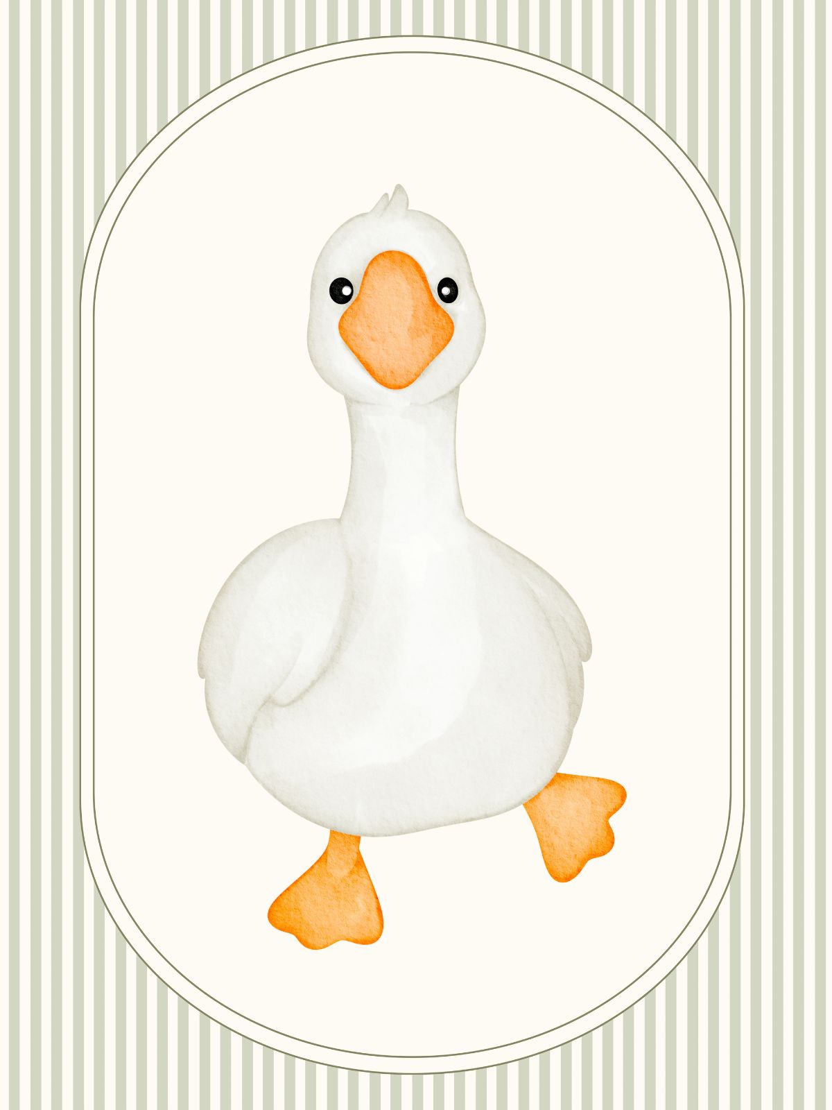 Watercolor white goose farm nursery print