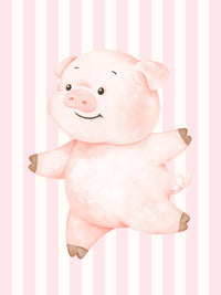 Watercolor happy piglet farm nursery print