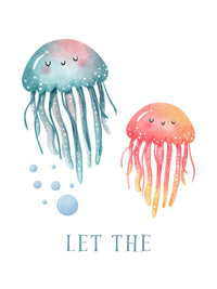 Watercolor jellyfish sea nursery print