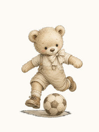 Watercolor kicking teddy bear nursery print